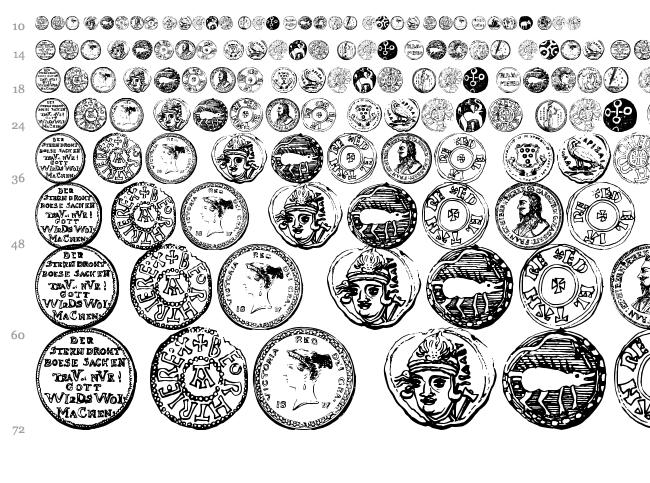 Numismatic Bats TFB font waterfall